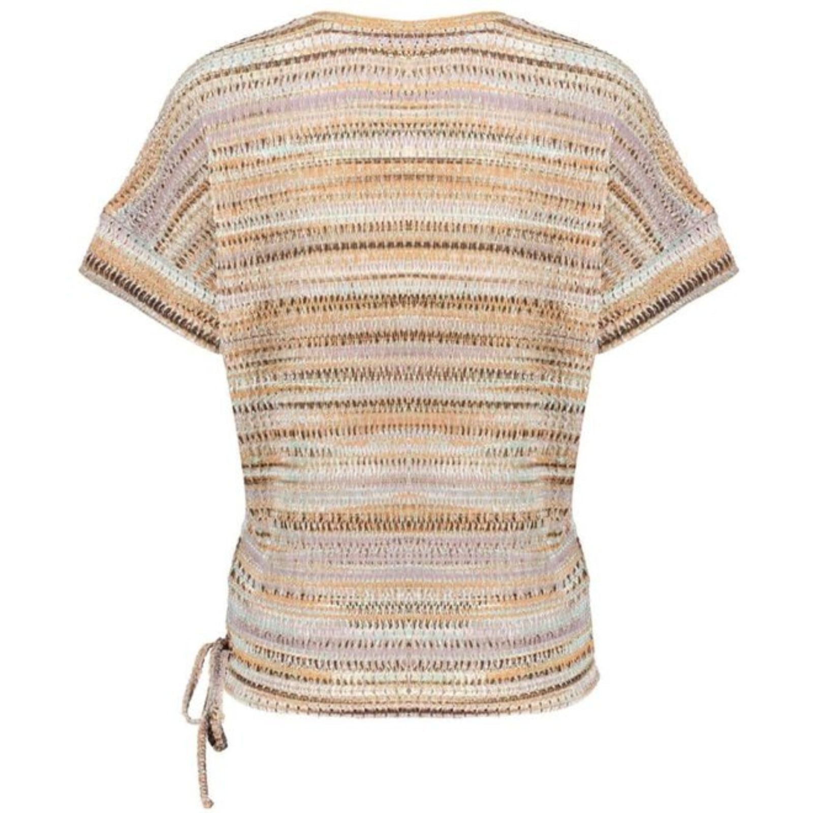 Aqua met bruin en beige geprinte top 62333 - Capuchon Fashion