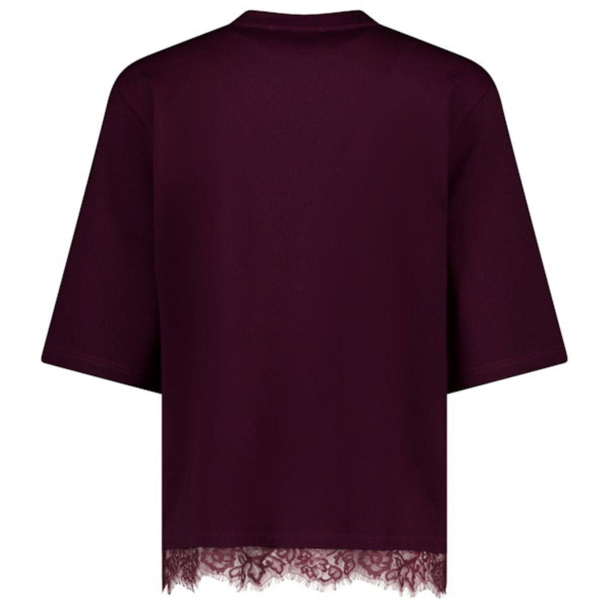 Aubergine rood t-shirt Fiore Lace - Capuchon Fashion