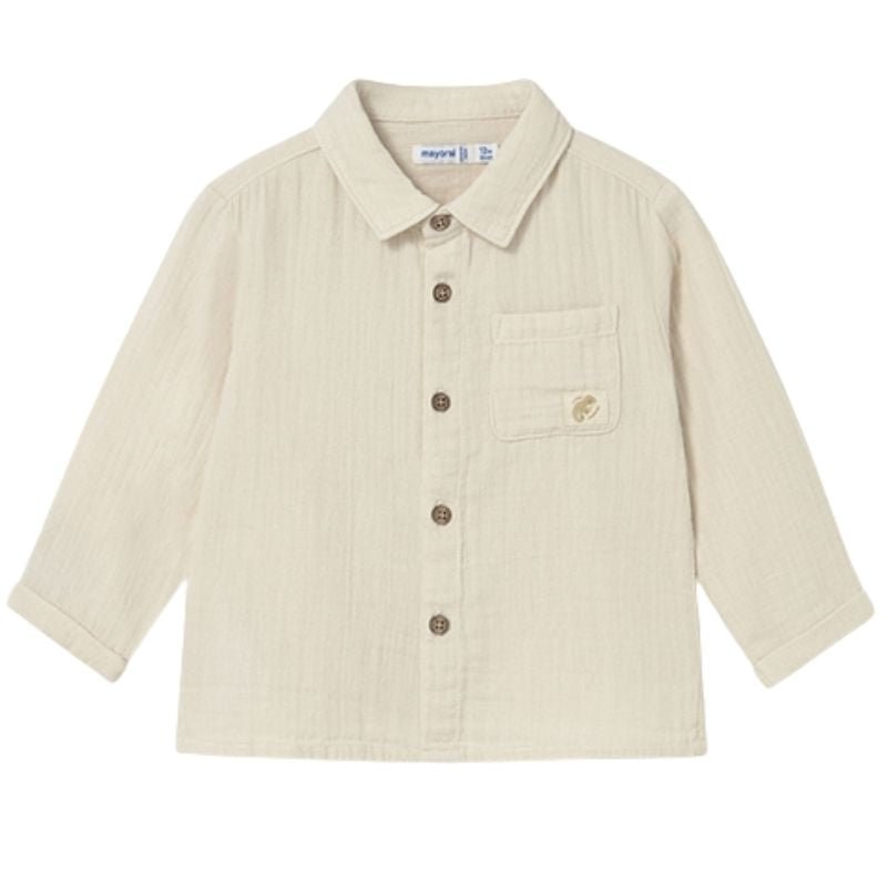 Beige buttondown lange mouw shirt 1119 - Capuchon Fashion