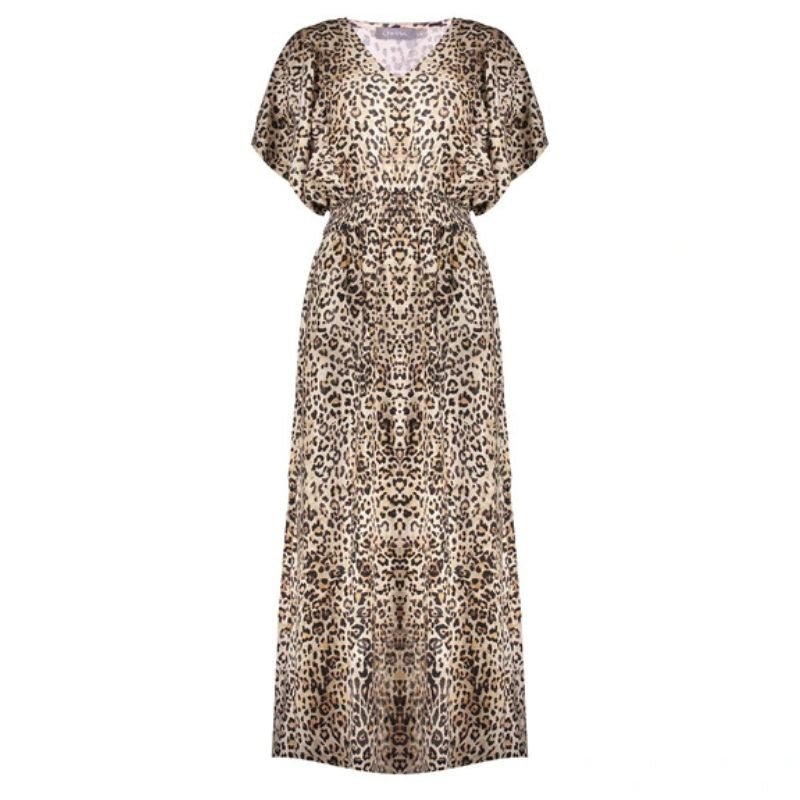 Beige geprinte jurk 57092 - Capuchon Fashion