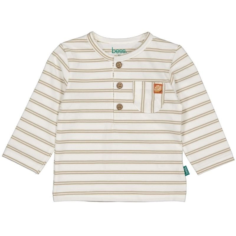 Beige gestreept shirt Henley 261009 - Capuchon Fashion