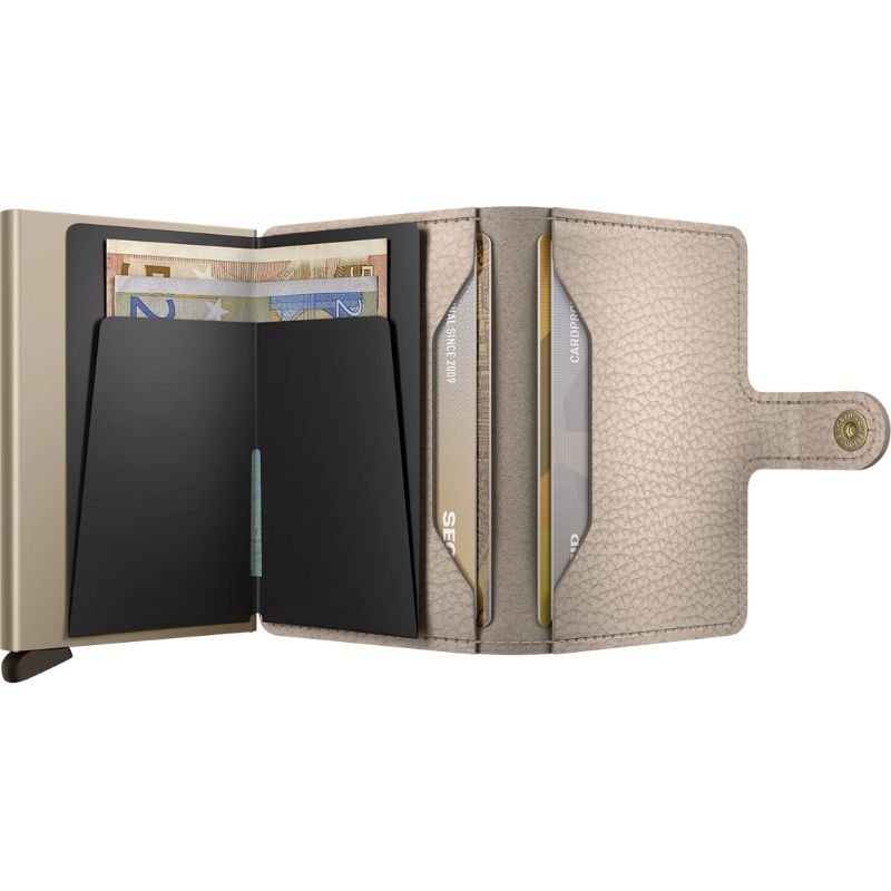 Beige kleurige miniwallet Pebble Latte - Capuchon Fashion