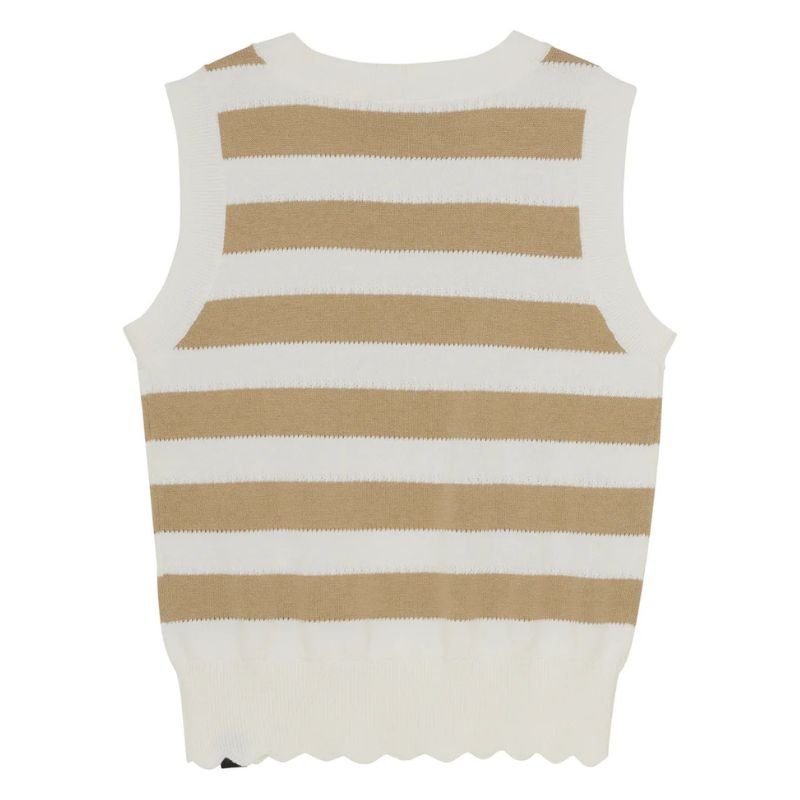 Beige Knitted singlet striped - Capuchon Fashion