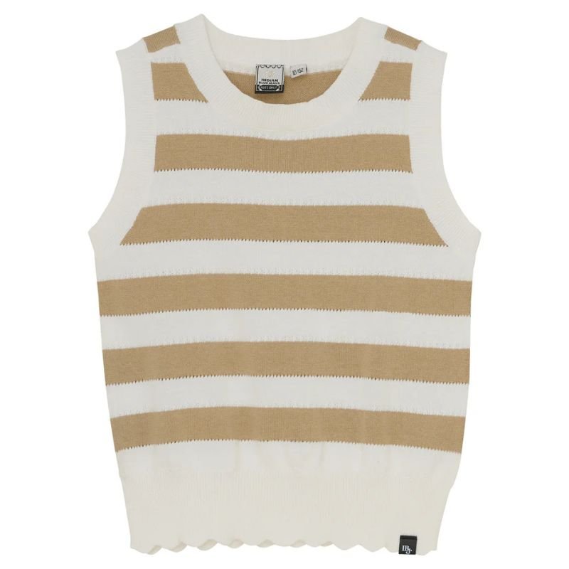 Beige Knitted singlet striped - Capuchon Fashion