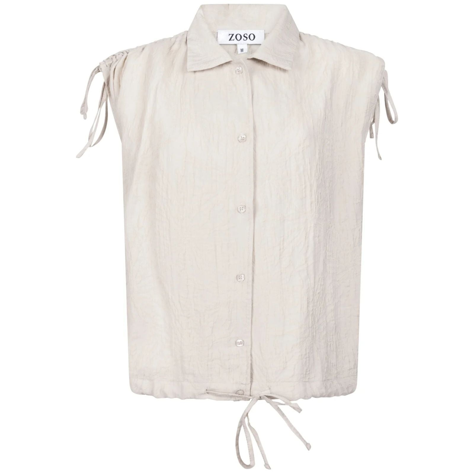 Beige korte mouw blouse Fabienne - Capuchon Fashion