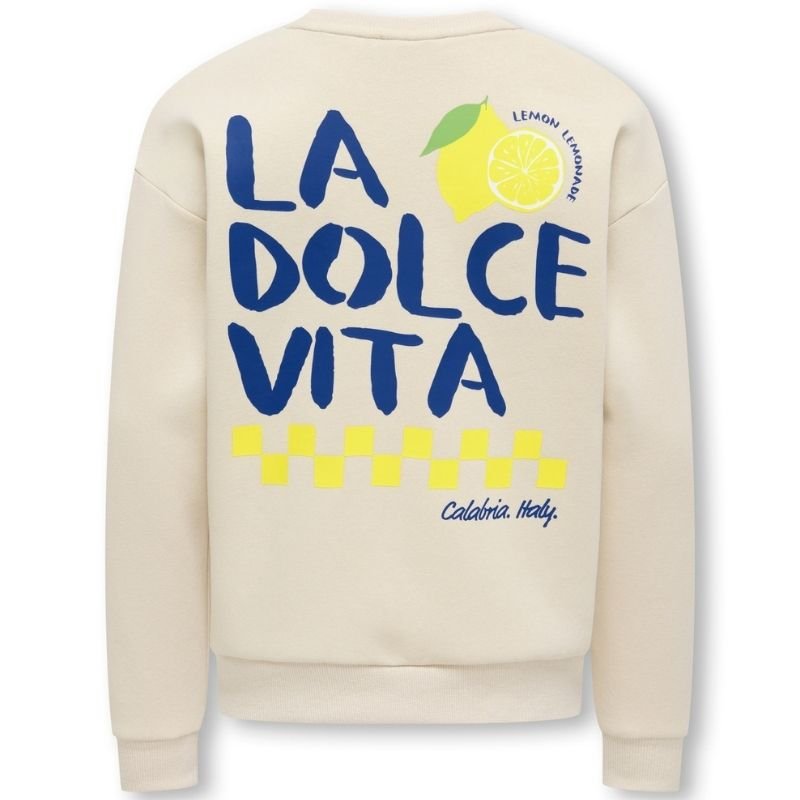 Beige met print loose sweater Canasta - Capuchon Fashion