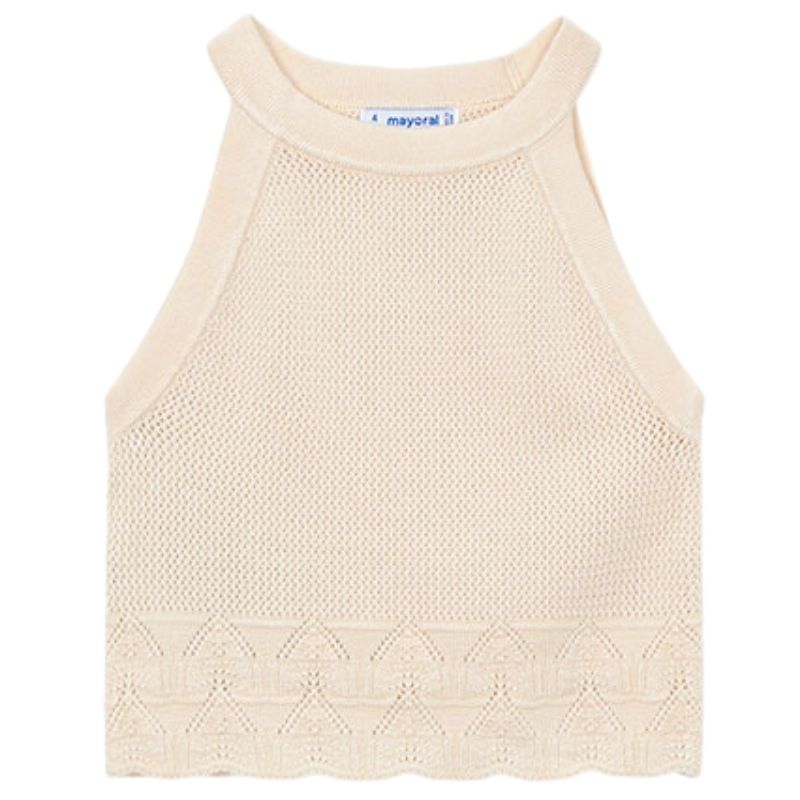Beige mouwloze knitted top 3027 - Capuchon Fashion