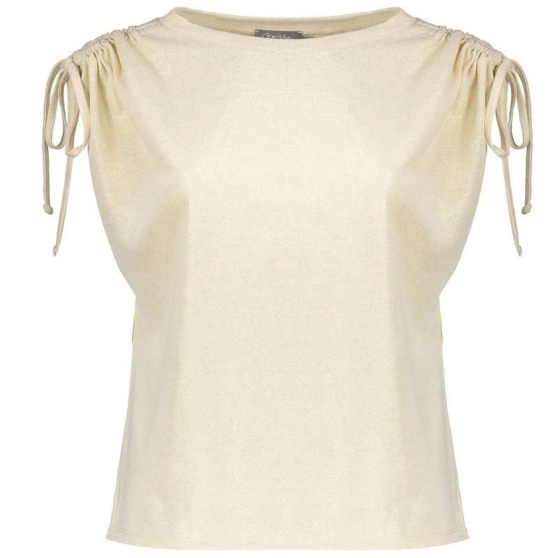 Beige top shoulder detail 52401 - Capuchon Fashion
