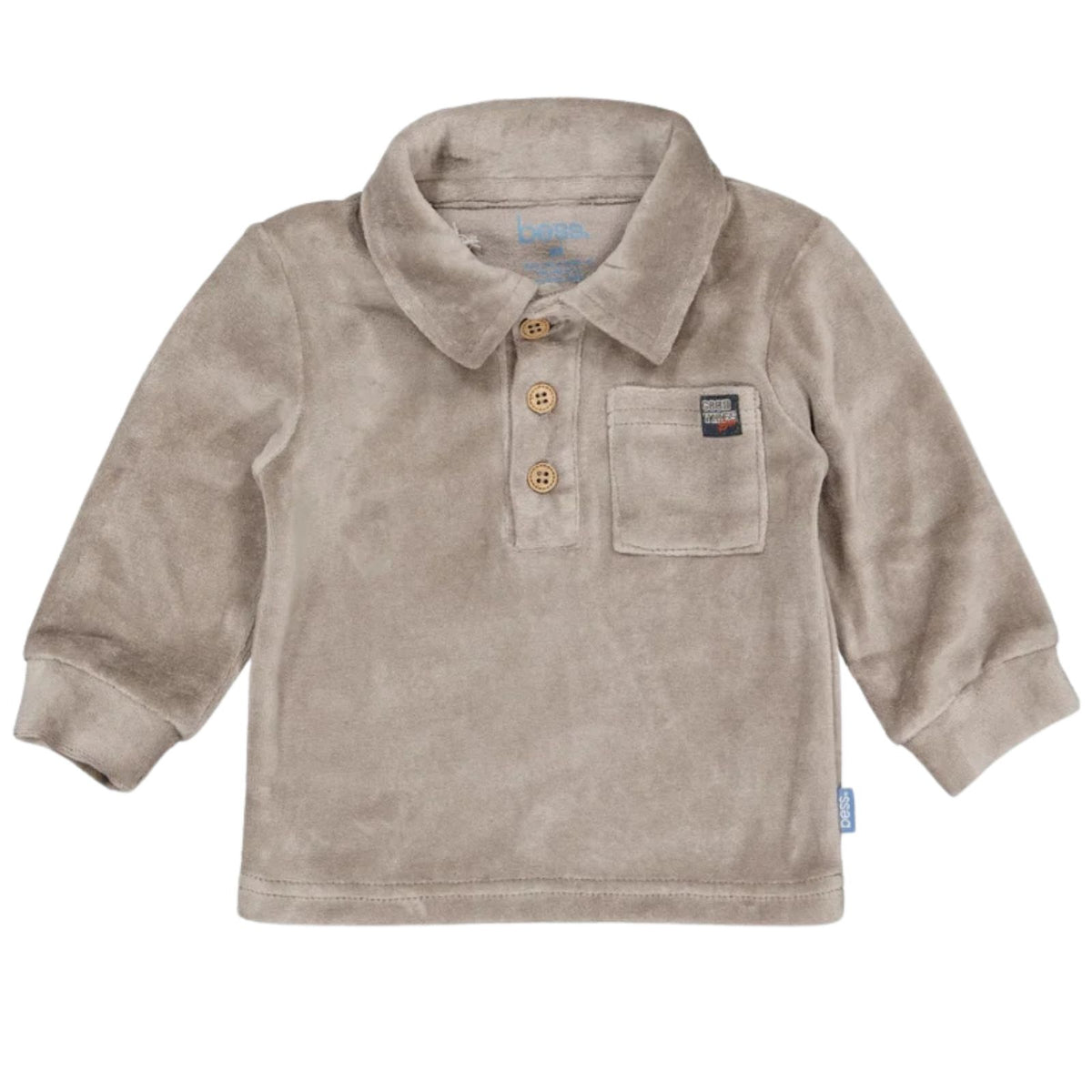 Taupe effen polo longsleeve Angelo
