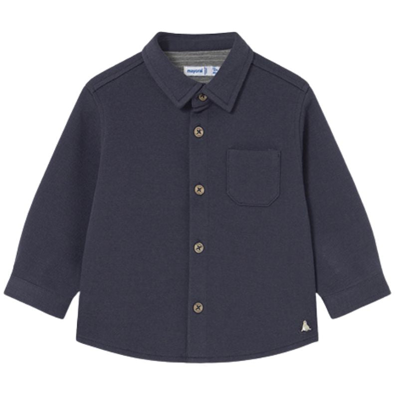 Blauw double knit overshirt - Capuchon Fashion