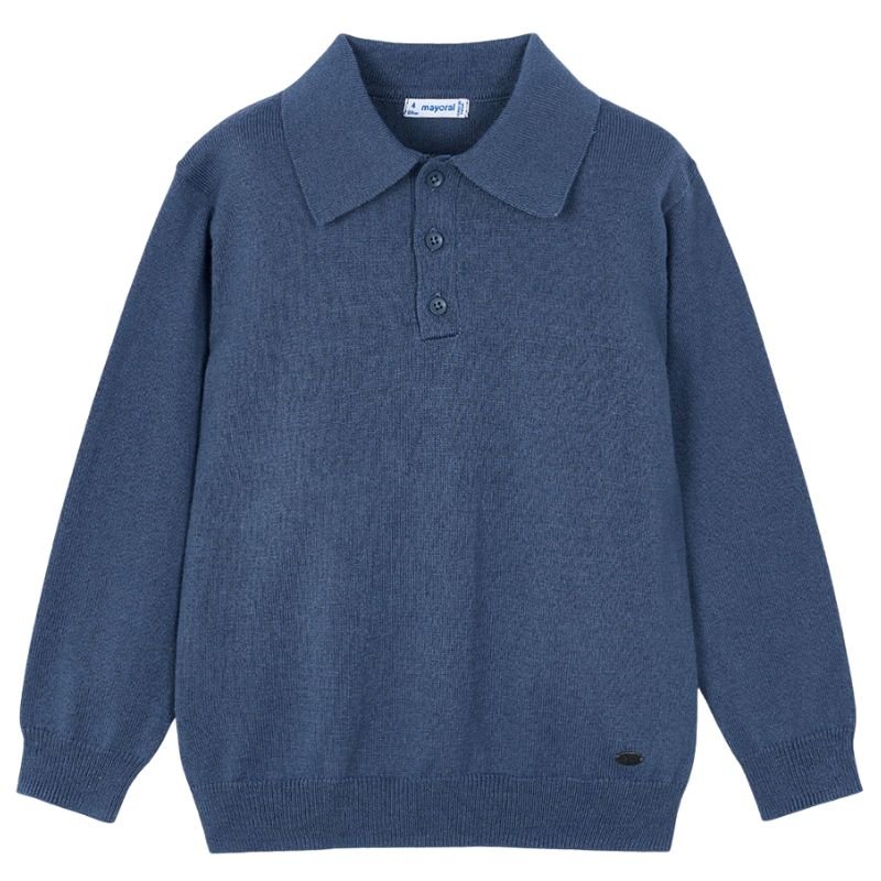 Blauw klassiek gebreide knit polo - Capuchon Fashion