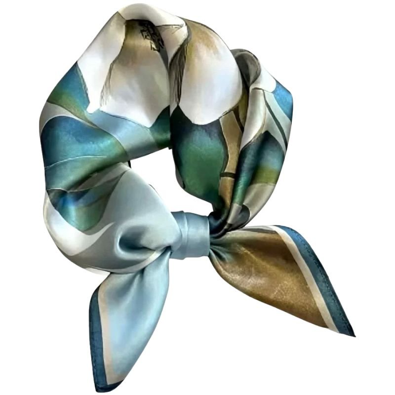 Blauw met groen geprint sjaaltje Sos - Capuchon Fashion