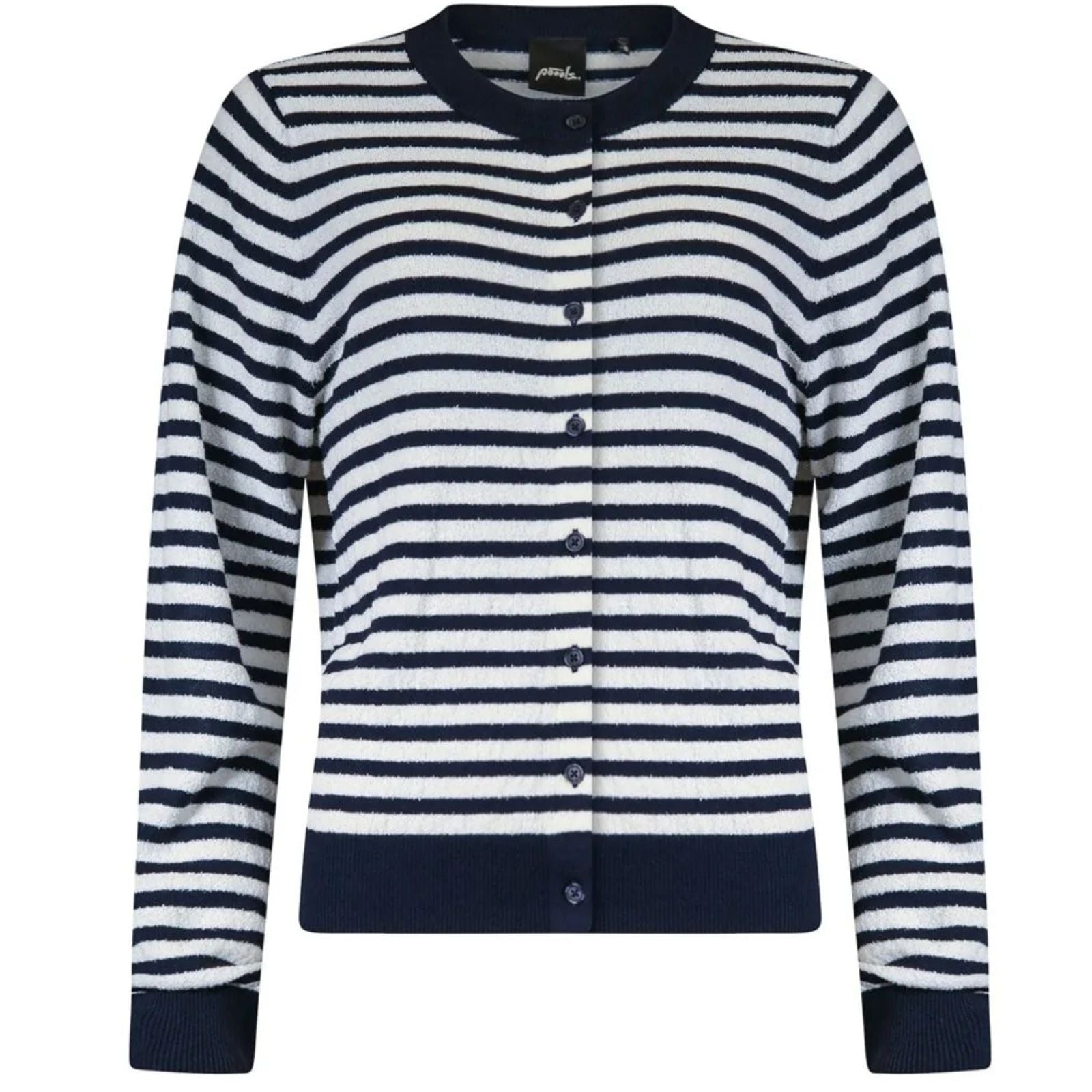 Blauw met offwhite gestreept vest 613130 - Capuchon Fashion