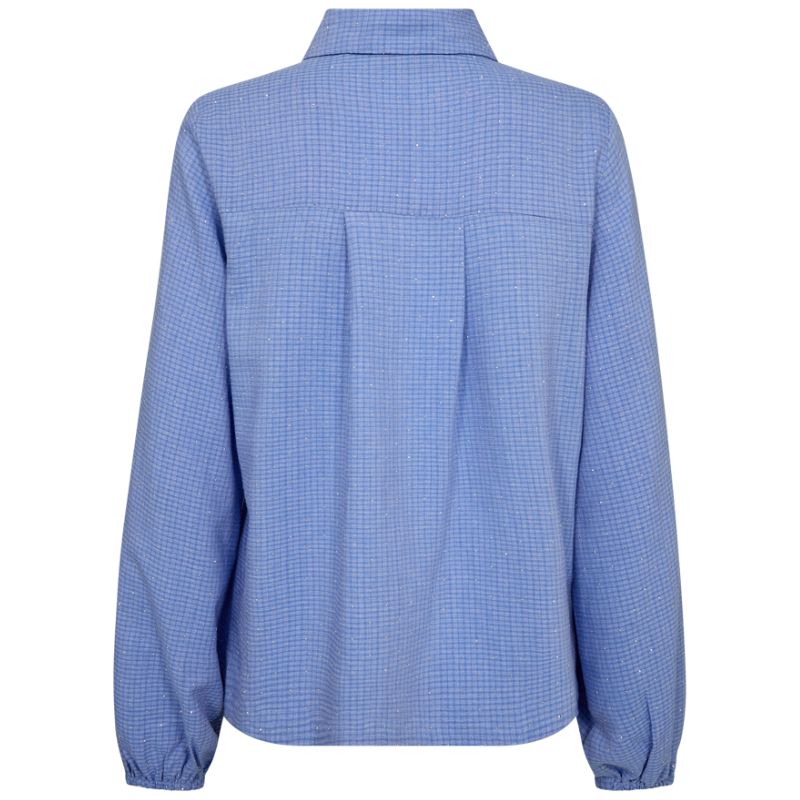 Blauwe shiny glitter blouse Shine - Capuchon Fashion