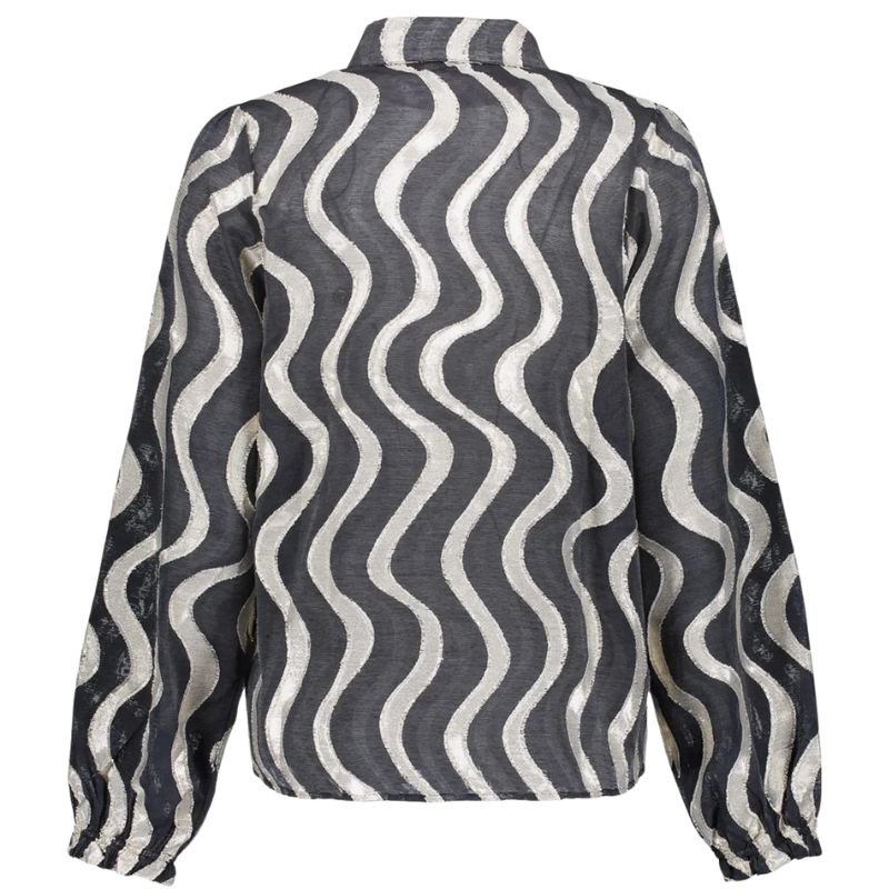 Zwart grafisch geprinte blouse 53915