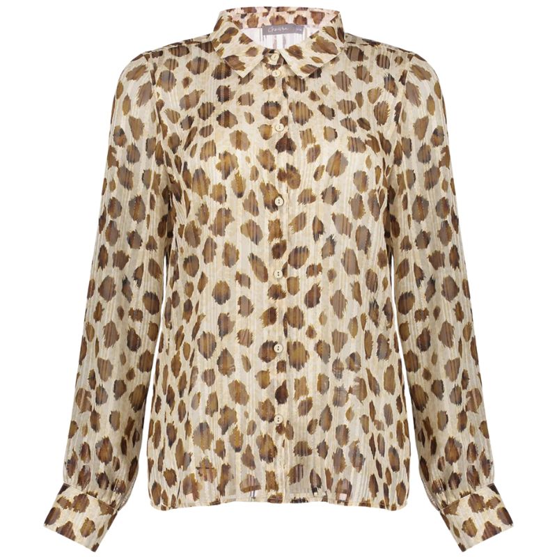 Lichtbruin geprinte blouse 53919