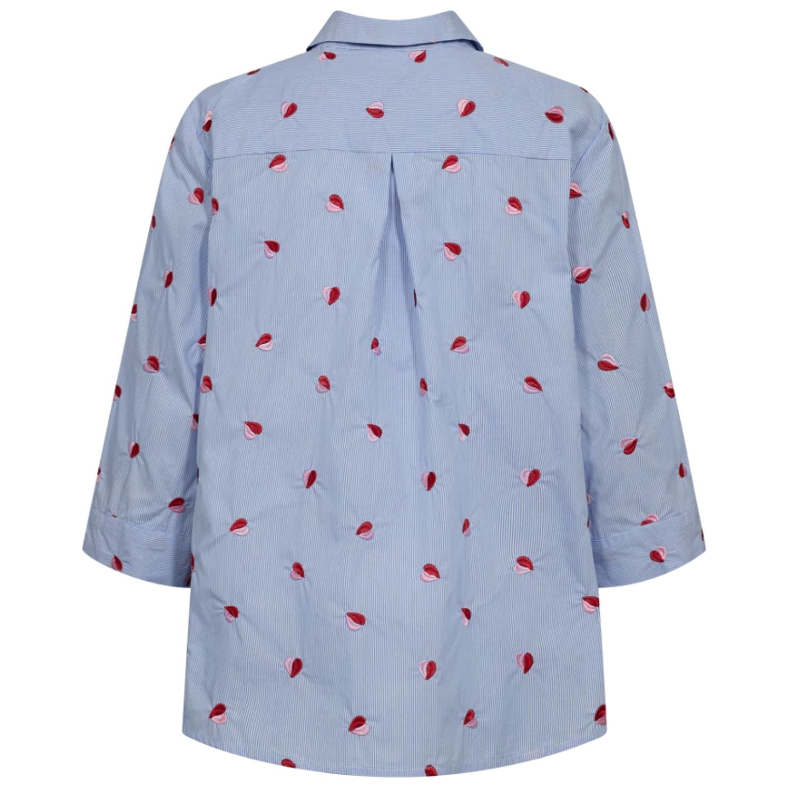 Blue Bell met sweet lilac heart embroidery shirt Rosan - Capuchon Fashion