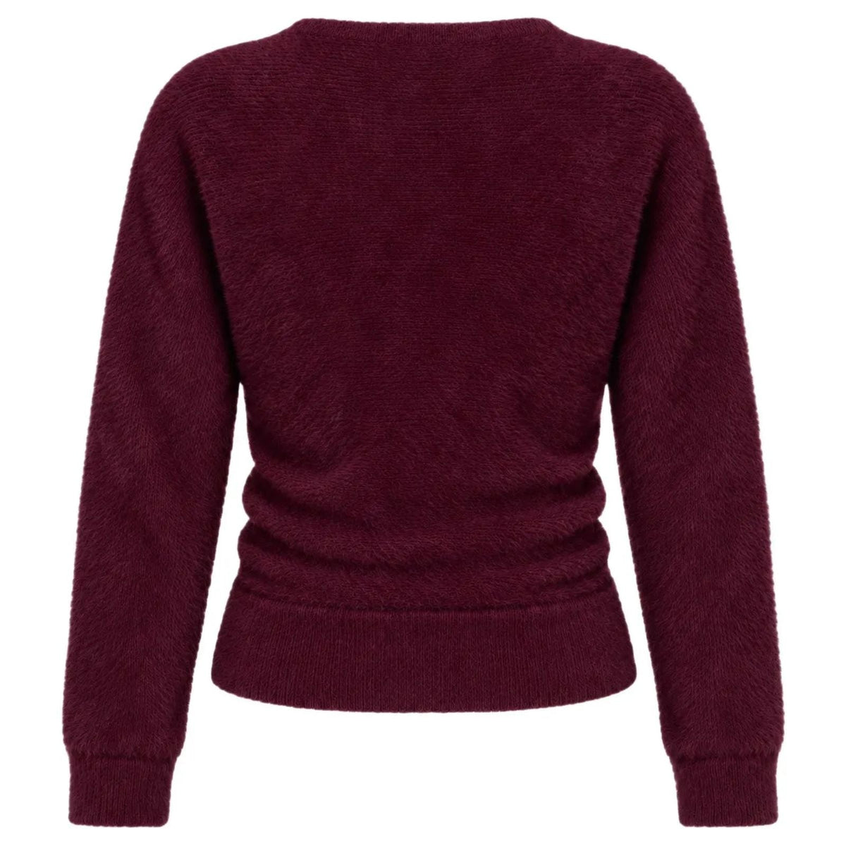 Bordeauxrode cross over hairy top 64512 - Capuchon Fashion