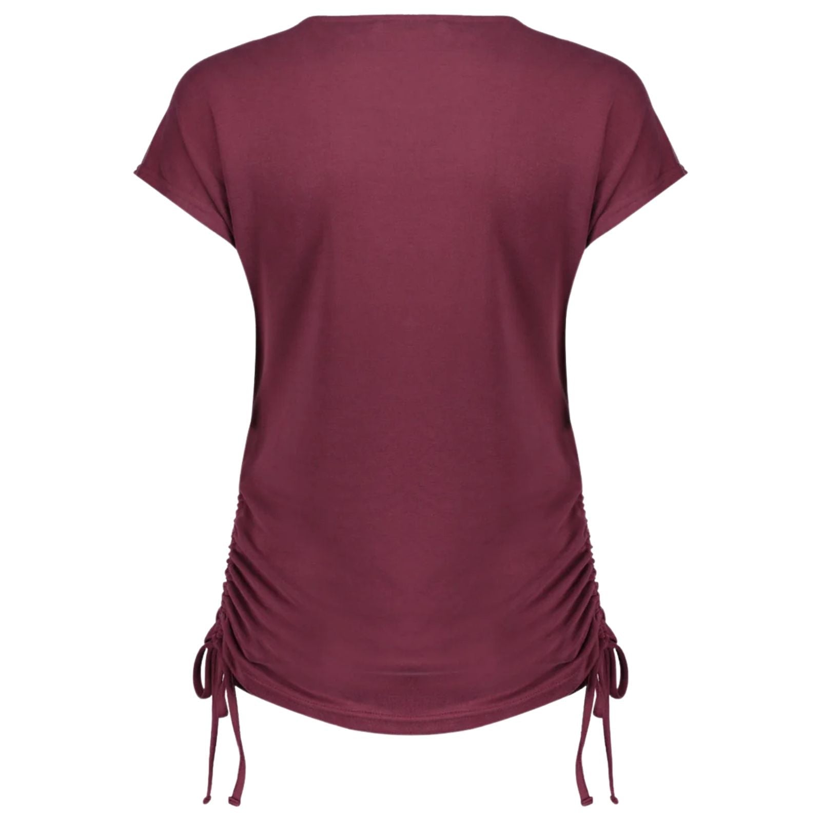 Bordeauxrode effen short sleeve top 62330 - Capuchon Fashion