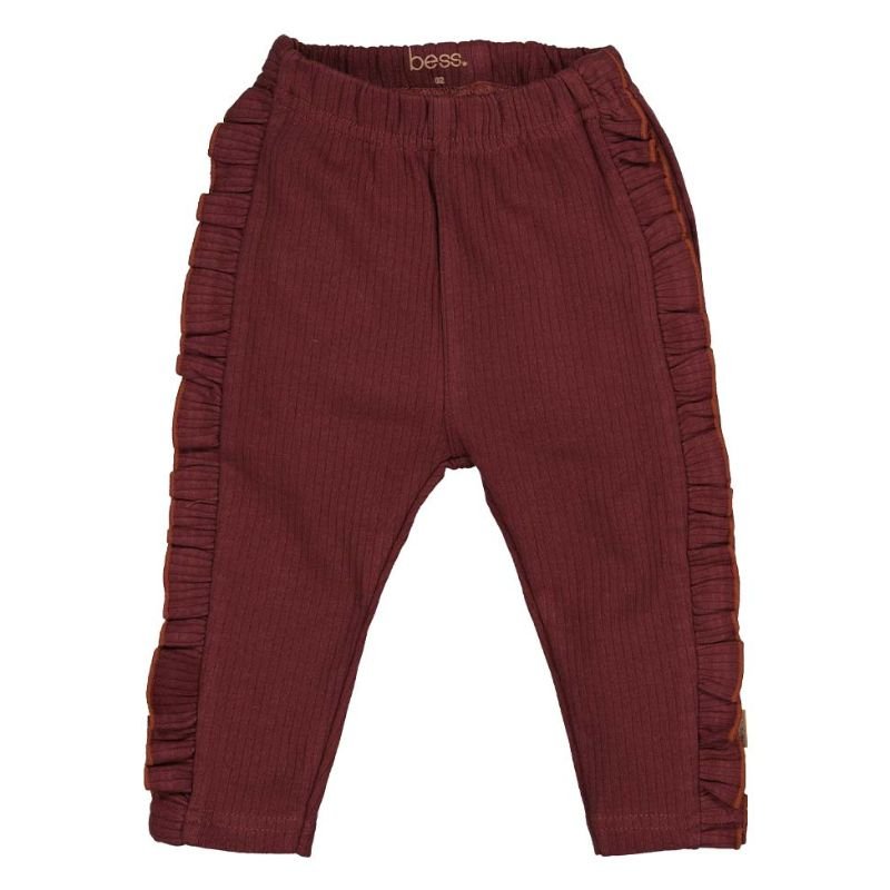 Bordeauxrode rib broek Ruffles - Capuchon Fashion