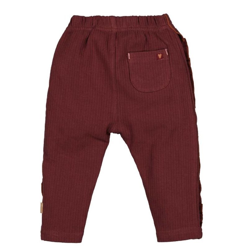 Bordeauxrode rib broek Ruffles - Capuchon Fashion