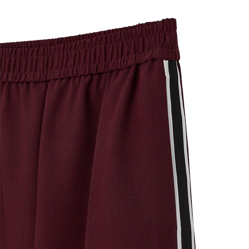 Bordeauxrode sporty tape broek Sofia - Capuchon Fashion