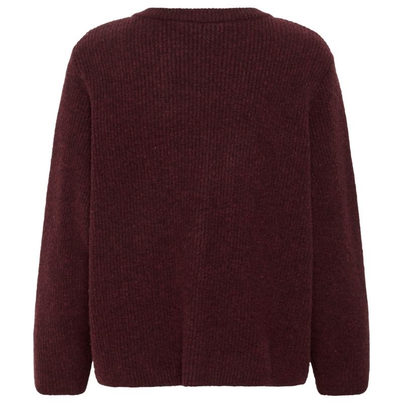 Bordeauxrood fijngebreid vest Maleen - Capuchon Fashion