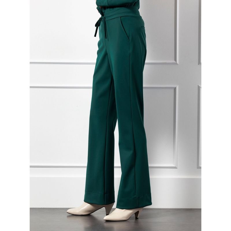 Bottle Green broek Flair bonded drawstring - Capuchon Fashion