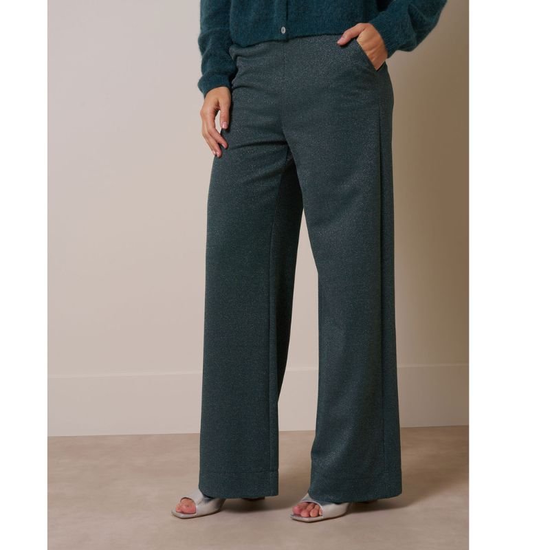 Bottle Green broek Lexie sparkle - Capuchon Fashion