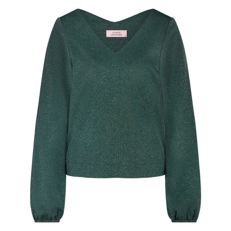 Bottle Green top Claudina sparkle - Capuchon Fashion