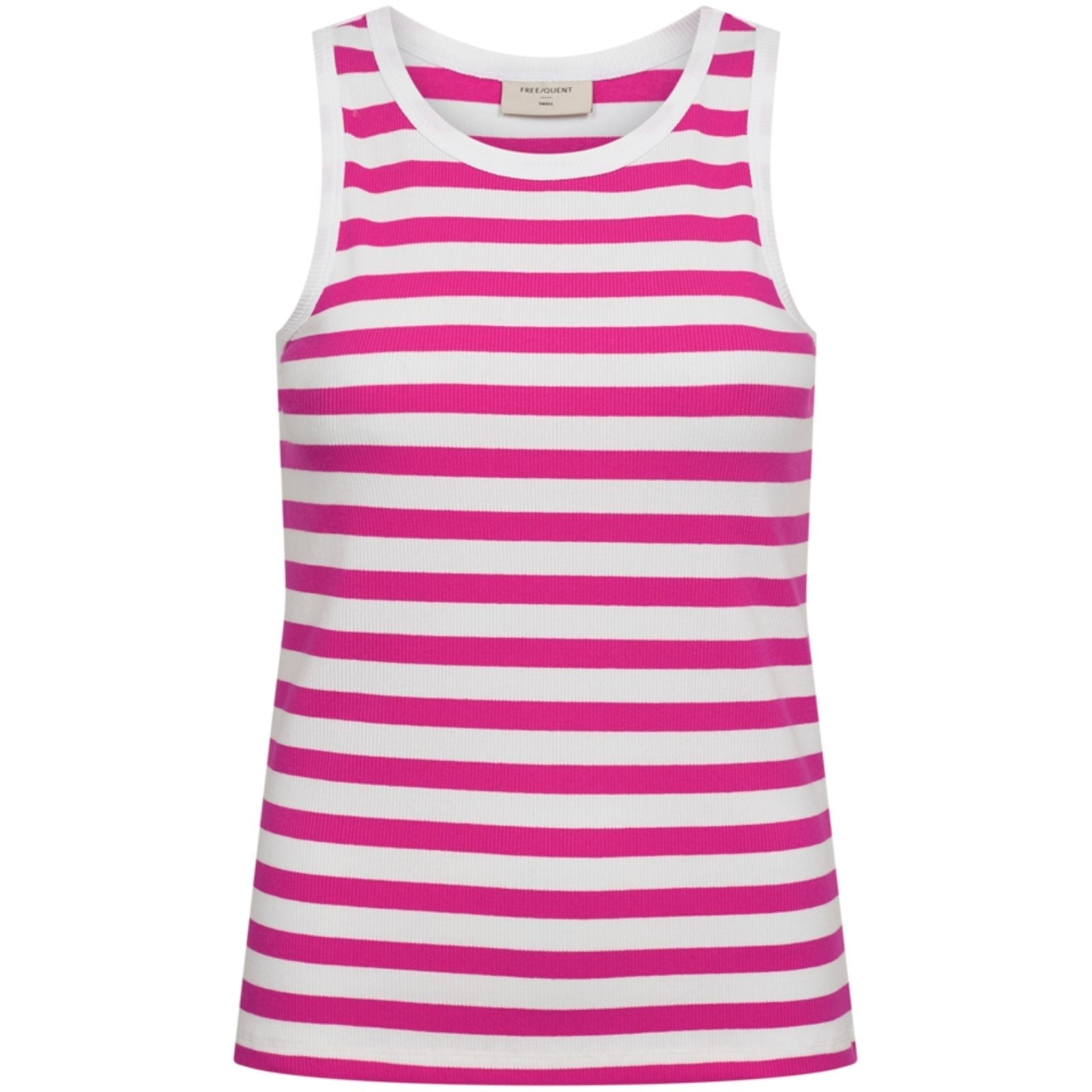 Brillant white met fuchsia purple gestreepte tanktop Effy - Capuchon Fashion