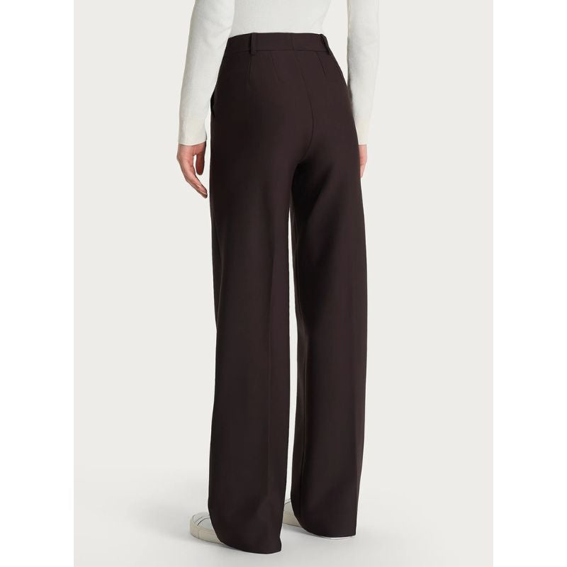 Donkerbruine compact broek Palazzo