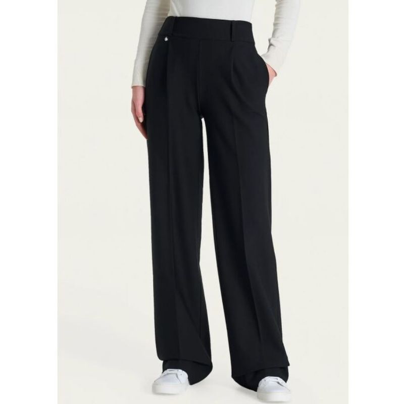 Zwarte wide leg compact broek Palazzo