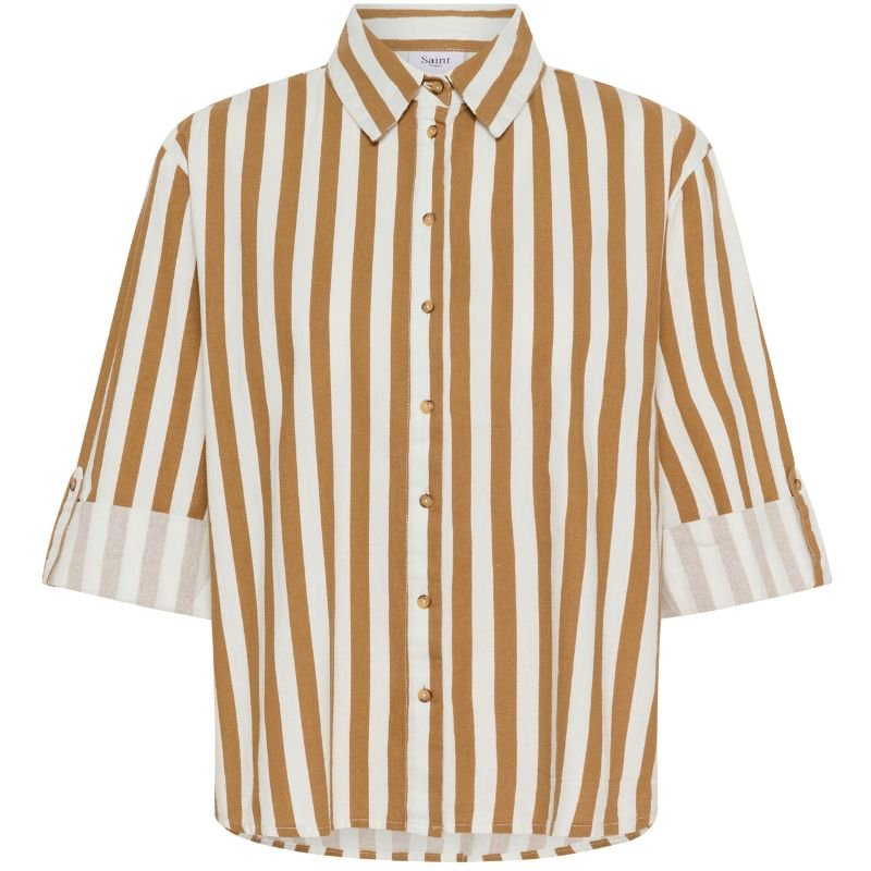 Bruin met wit gestreept shirt Zalinda - Capuchon Fashion