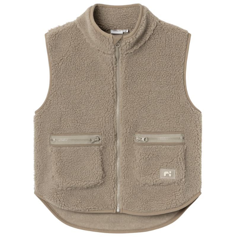 Bruin teddy vest Noderne - Capuchon Fashion