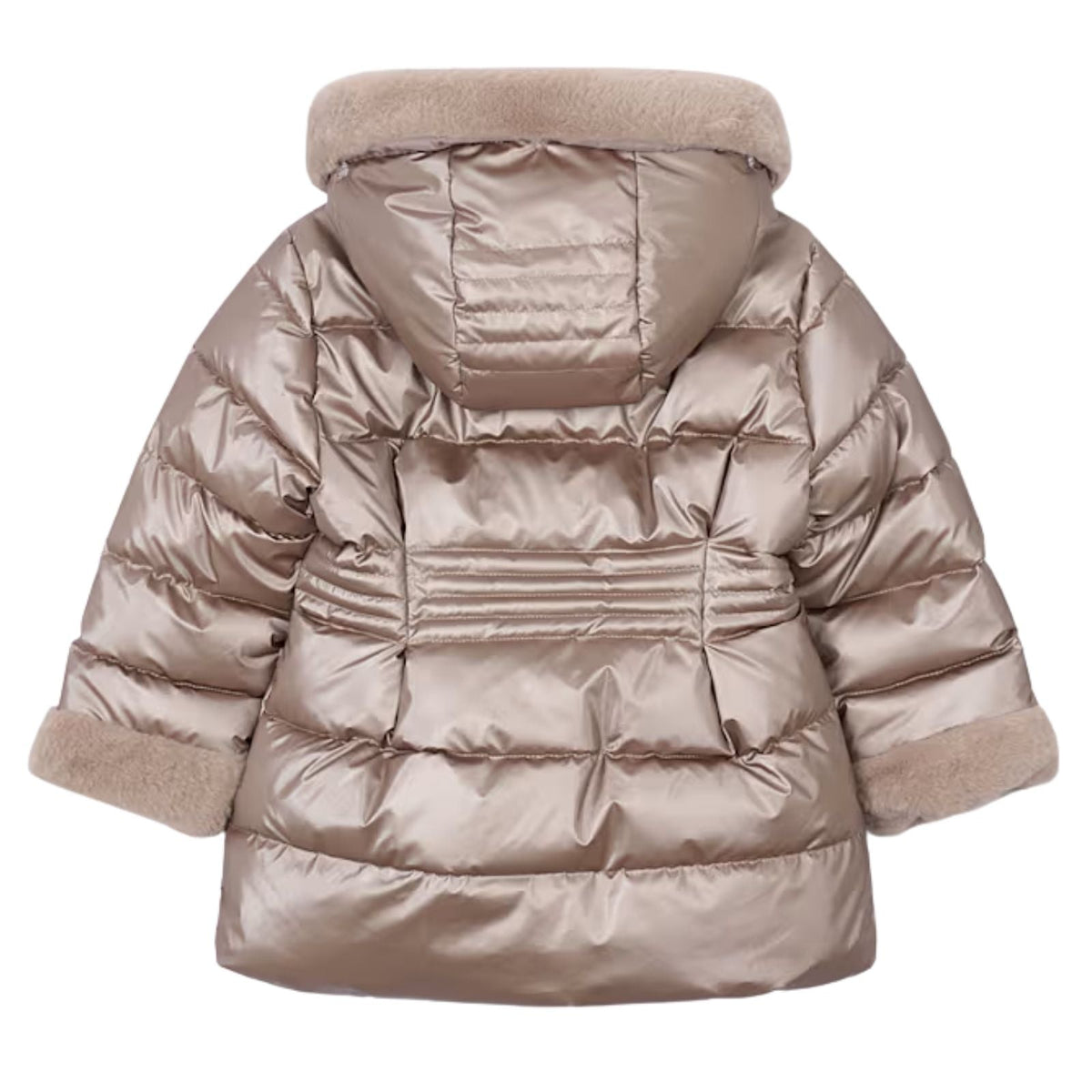 Bruine metallic faux fur puffer jacket 4.422 - Capuchon Fashion