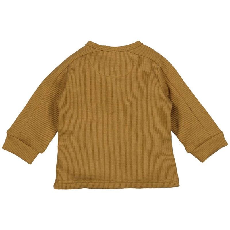 Camel geribde longsleeve pocket - Capuchon Fashion