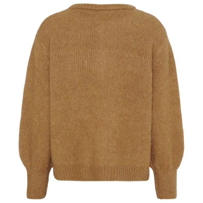 Camelbruin fijngebreid vest Joa - Capuchon Fashion