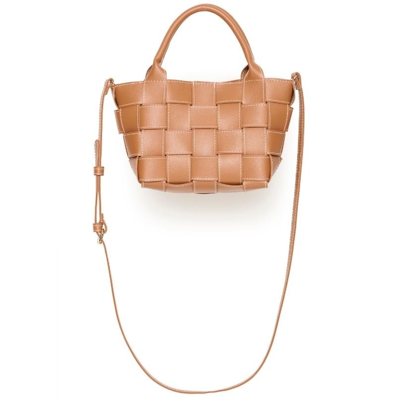 Cappuccino woven bag met strap Anabell - Capuchon Fashion