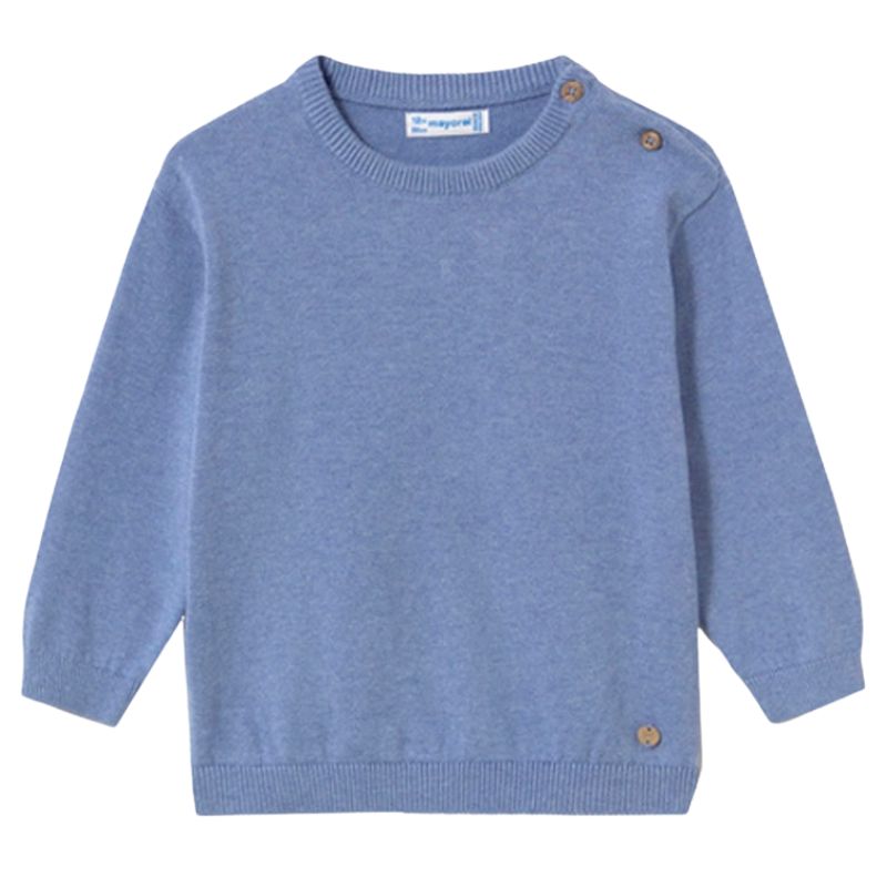 Capriblauwe basic katoenen sweater 303 - Capuchon Fashion
