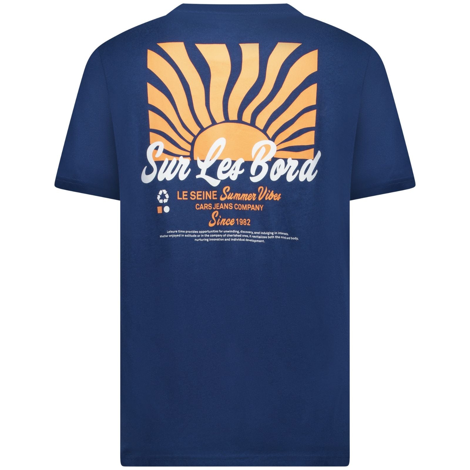 Donkerblauw ronde hals backprint t-shirt Ritzo