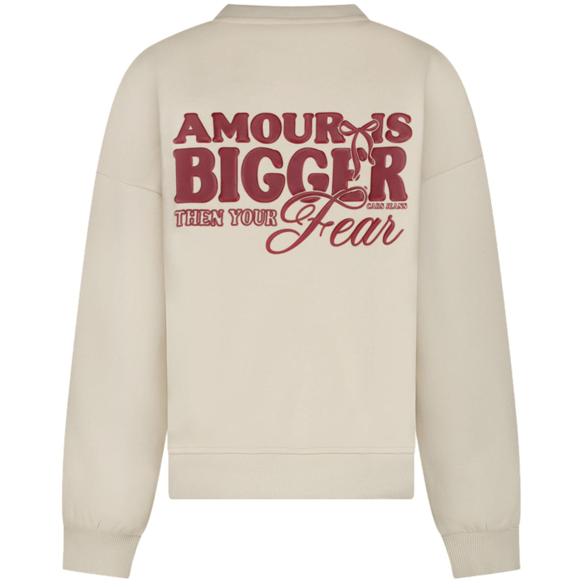 Beige ronde hals backprint sweater Suzie