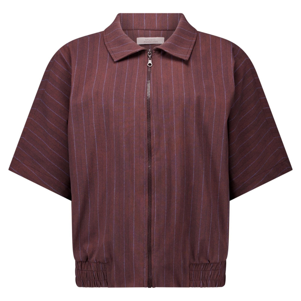 Chestnut met espresso jacket Marcella Stripe - Capuchon Fashion