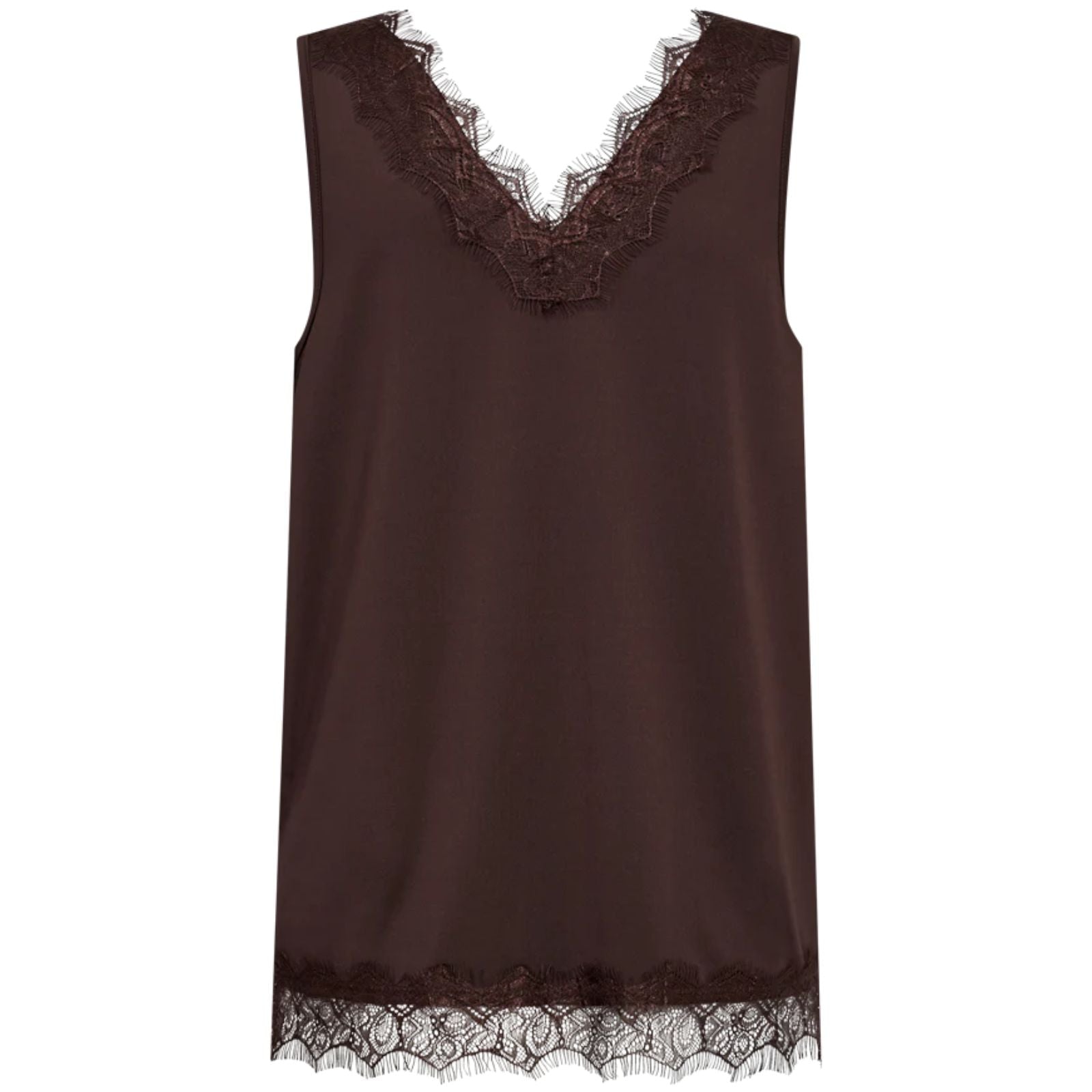 Coffee Bean kanten top met brede bandjes Bicco - Capuchon Fashion