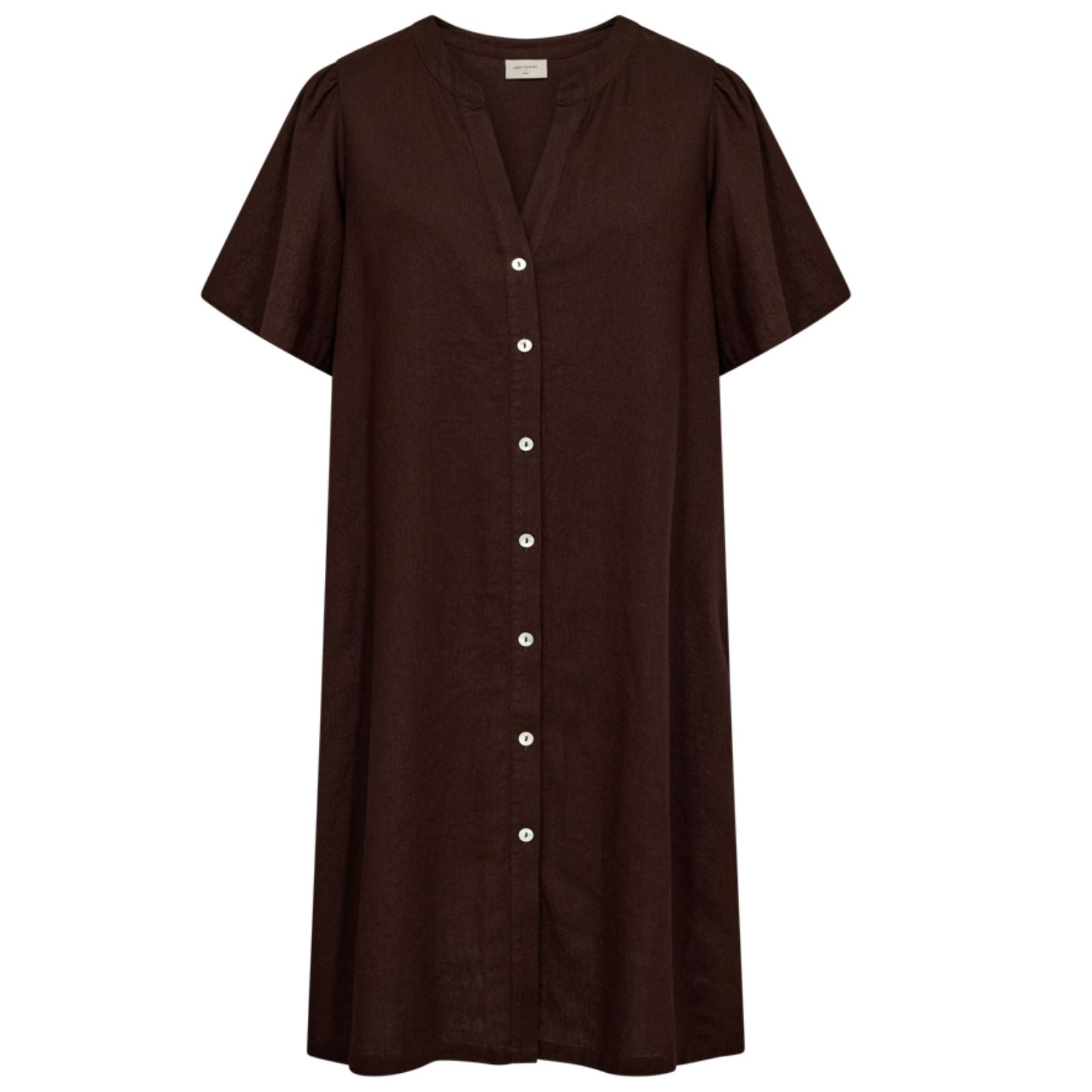 Coffee Bean puff sleeve linnen jurk Lava - Capuchon Fashion