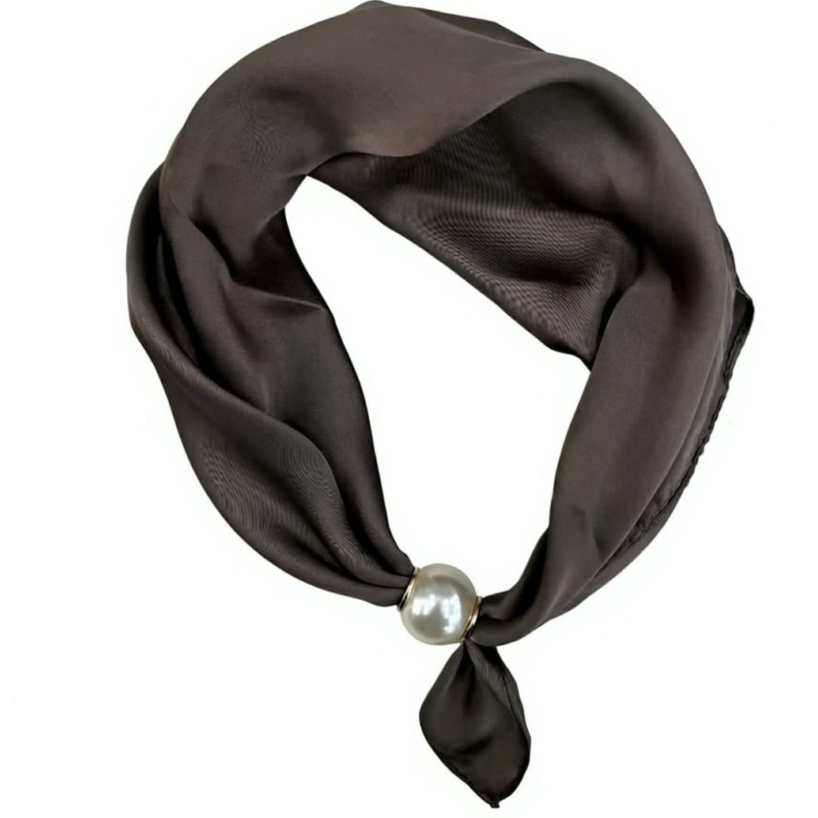 Coffeebruin effen parel sjaaltje Chloe - Capuchon Fashion