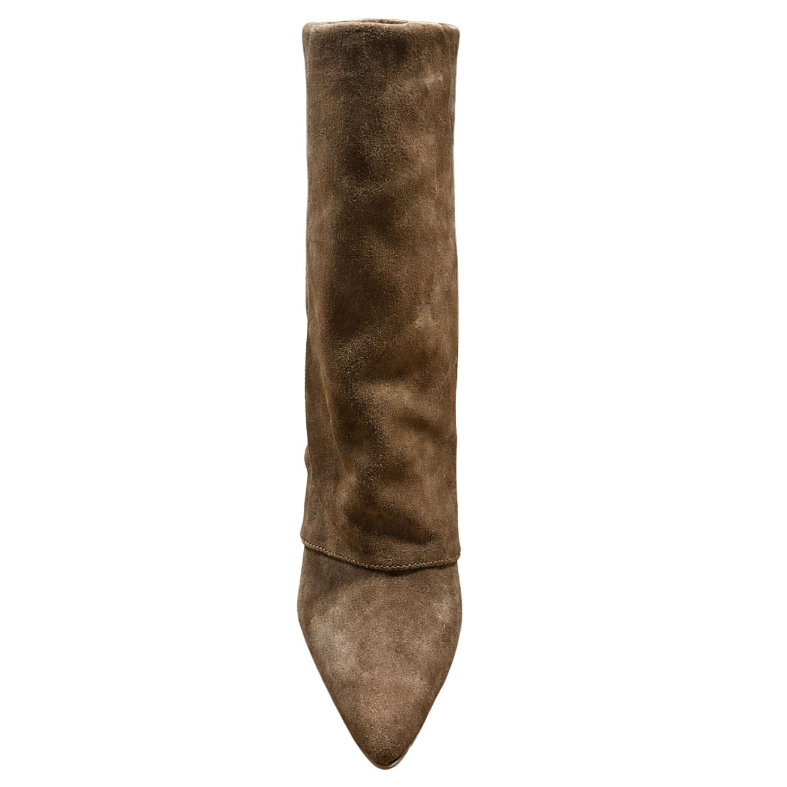 Cognacbruine suede sleehak laars Sevilla - Capuchon Fashion