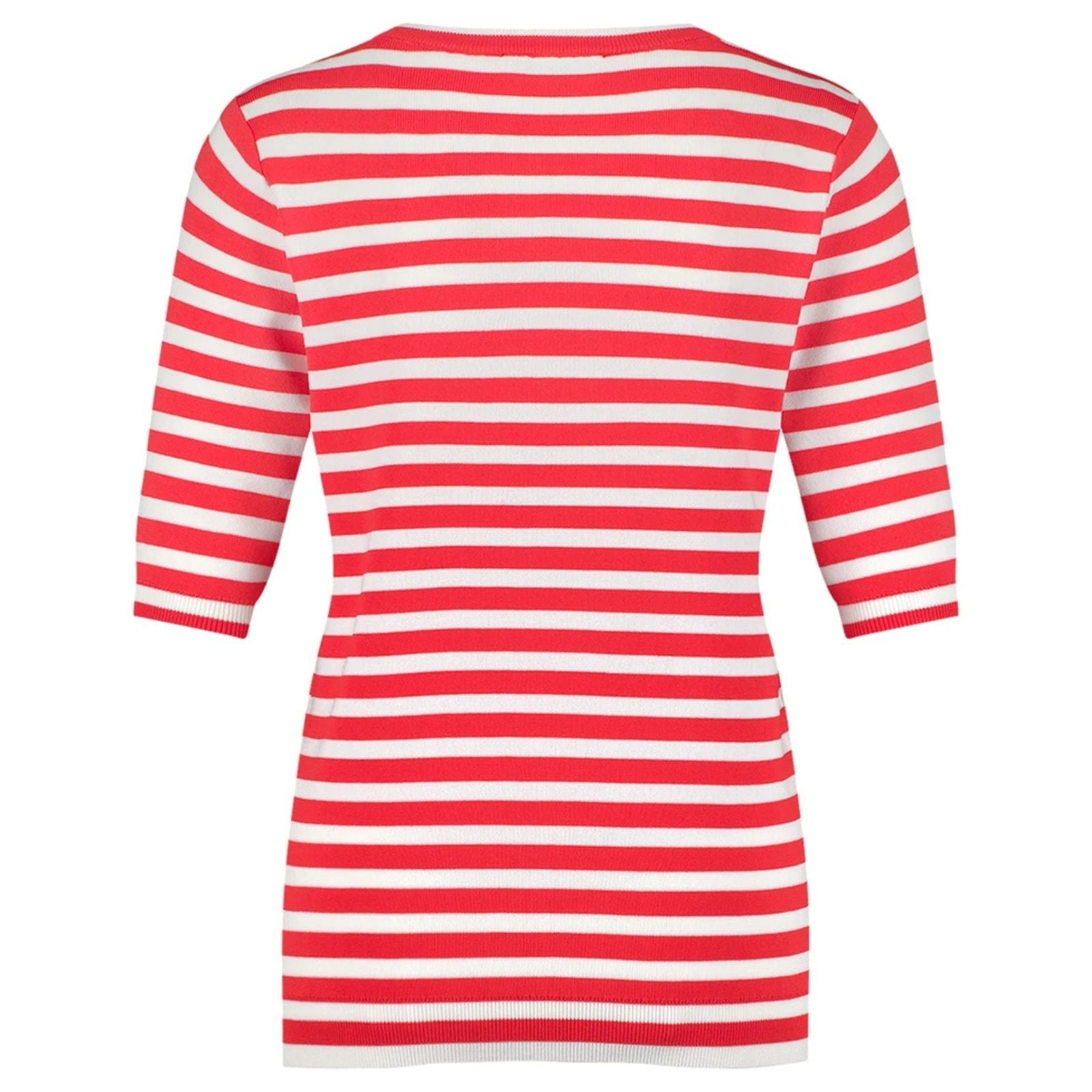 Coral Red gestreepte sl pullover Luna stripe - Capuchon Fashion