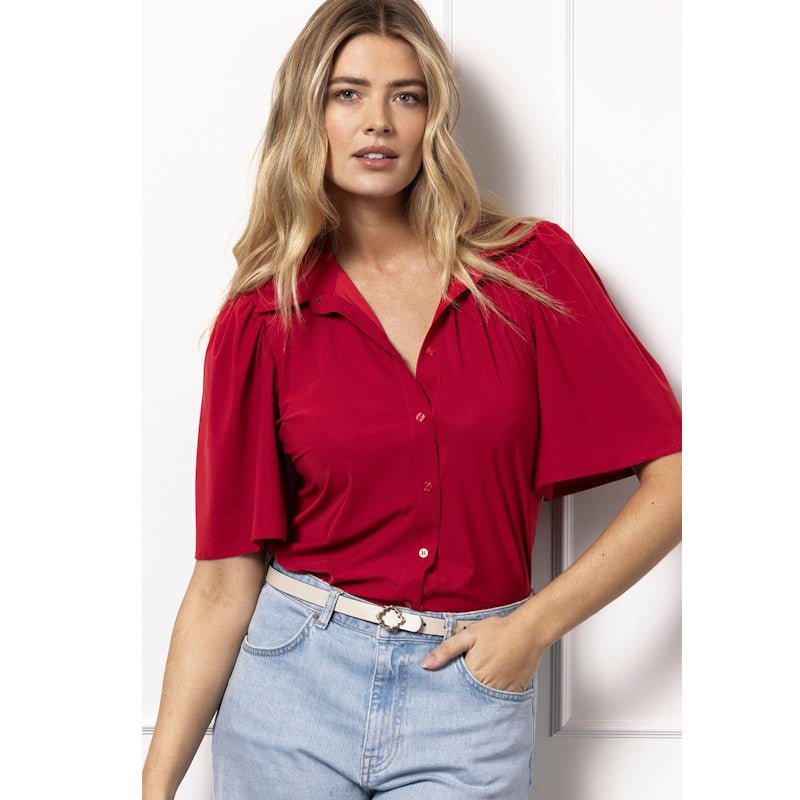 Deep Red blouse Poppy butterfly - Capuchon Fashion