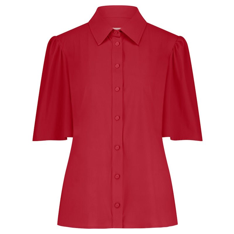 Deep Red blouse Poppy butterfly - Capuchon Fashion